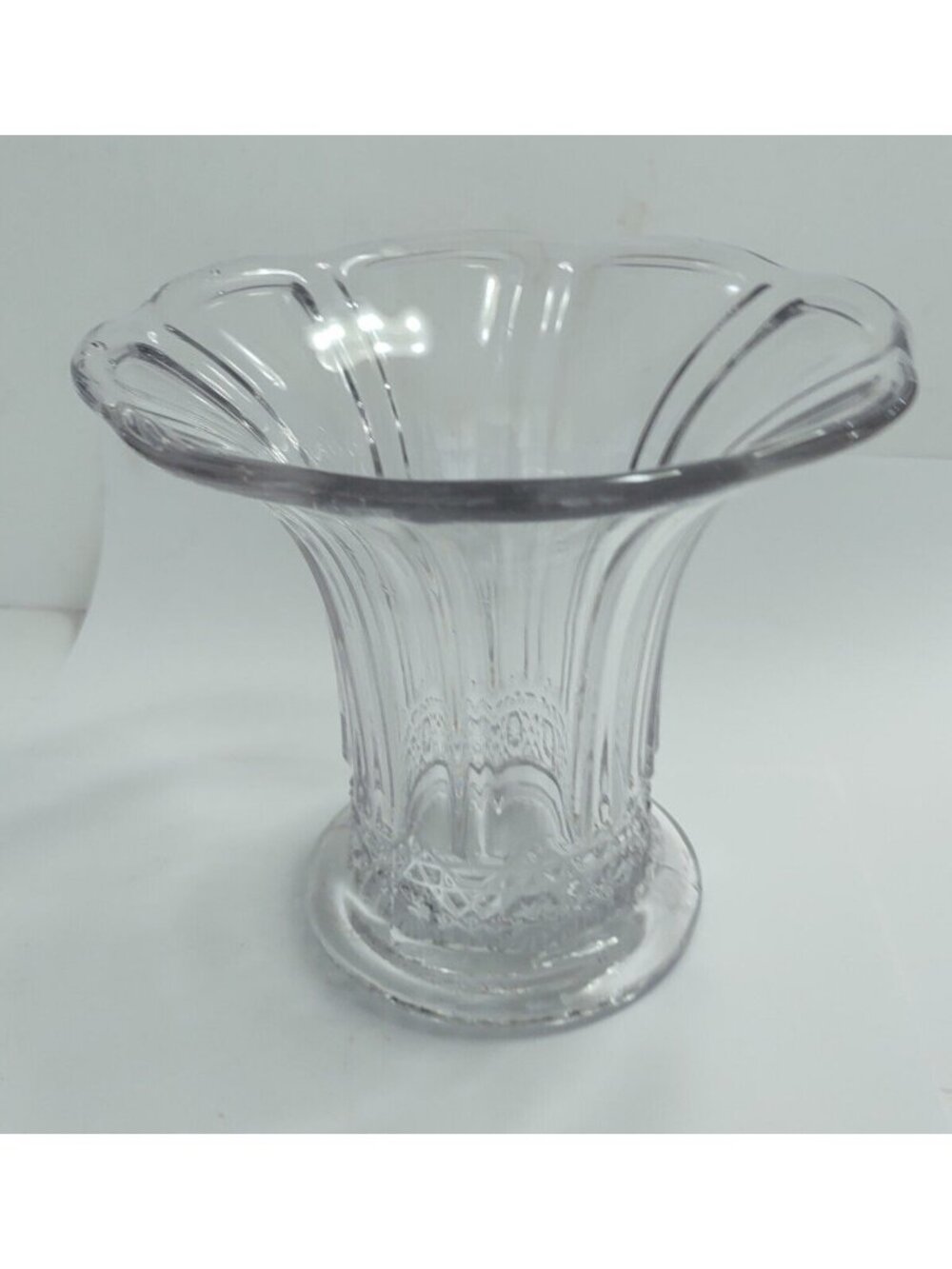 EAPG Antique Bryce Higbee Glass Sweet Pea Flared Vase - Gala Hawai 1910